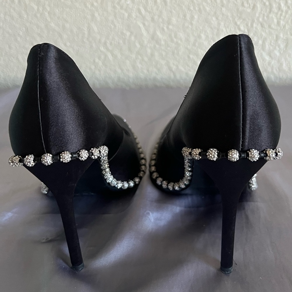 Alexander Wang Rie Crystal Satin Pointed Toe Heel Pump New - Picture 5 of 14